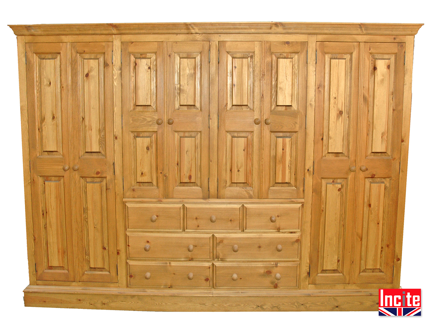 Custom Handmade Farmhouse Solid Pine Combination Wardrobe